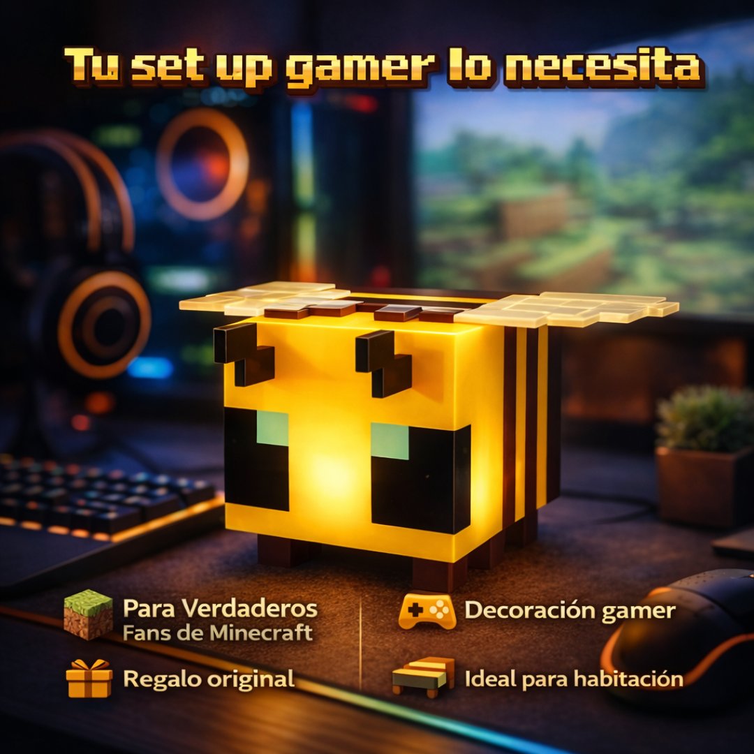 Lámpara Abeja Minecraft 3D Decorativa Gamer